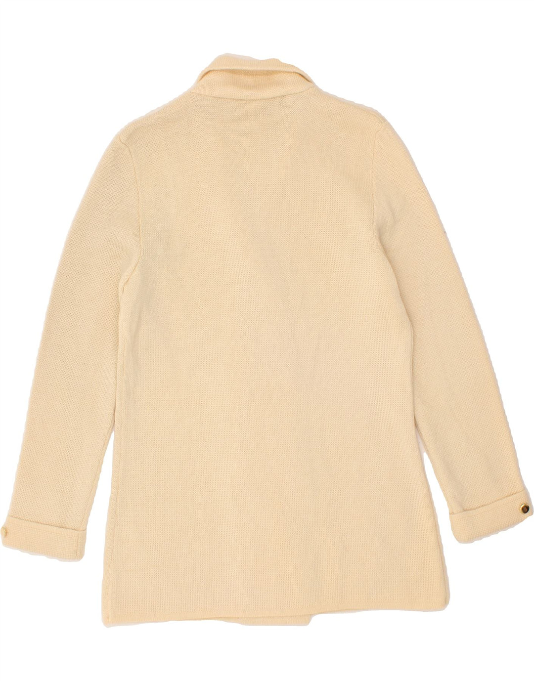 VINTAGE Womens Knit Double Breasted Blazer Jacket UK 14 Medium Beige Vintage Vintage and Second-Hand Vintage from Messina Hembry 