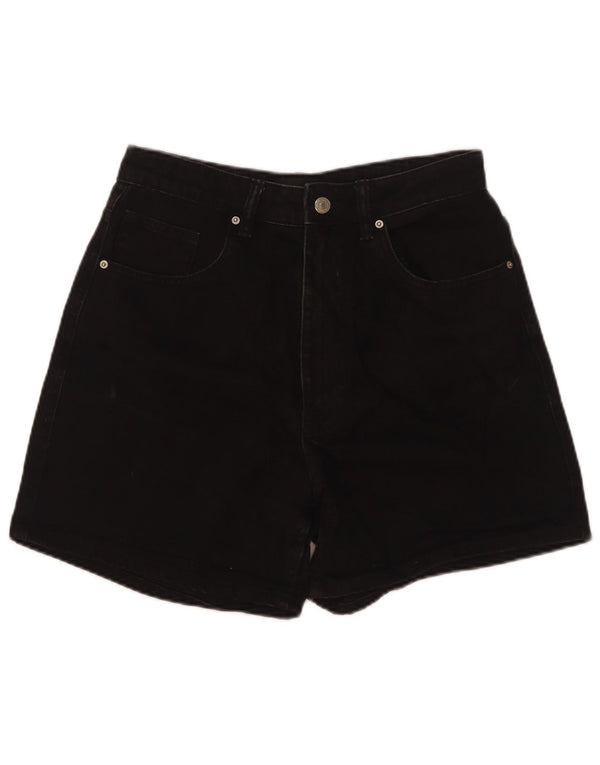 Zara Dame højtaljede denimshorts EU 38 Small W28 Black Bomuld