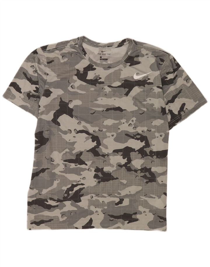 Nike Herre Dri Fit T-shirt Top Stor grå Camouflage Polyester