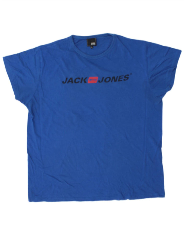 JACK & JONES Herre Grafisk T-Shirt Top XL Blå