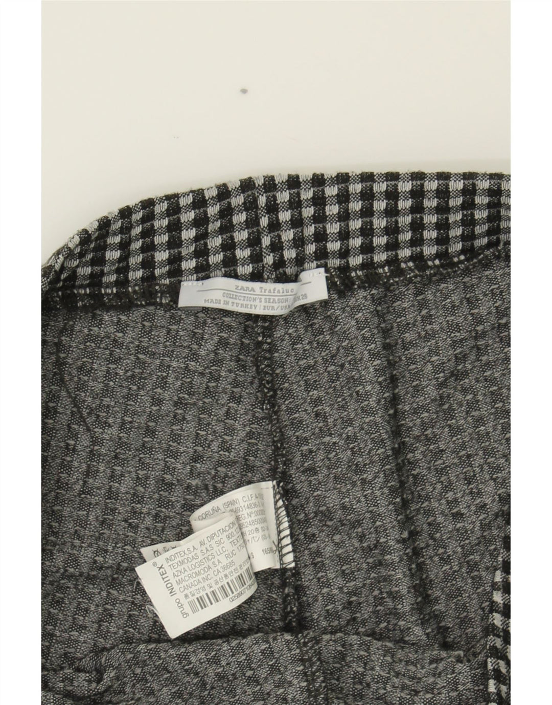 ZARA Womens Wide Leg Casual Trousers Small W32 L24 Black Check Polyester Vintage Zara and Second-Hand Zara from Messina Hembry 