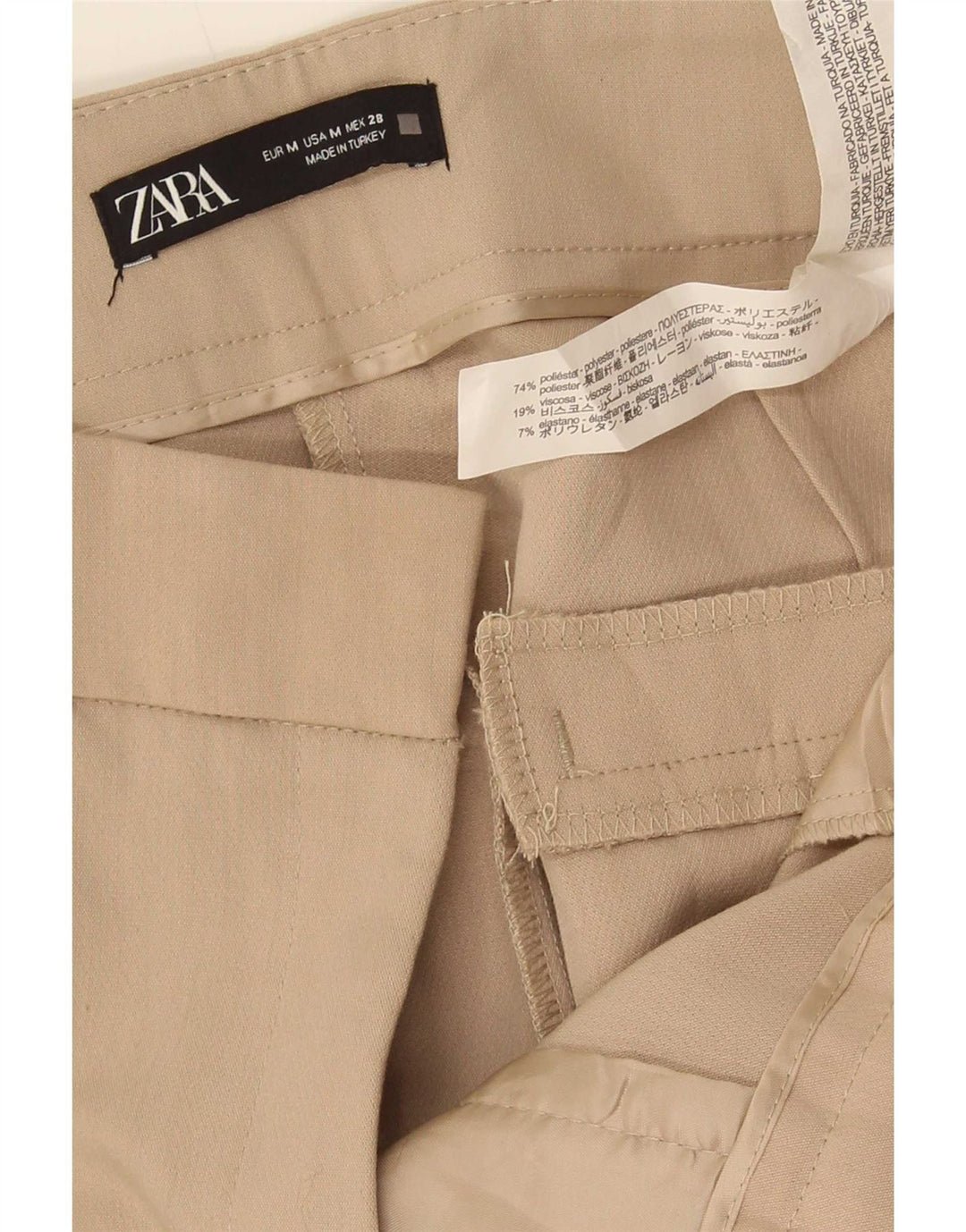 Zara Lige jakkesæt til kvinder Medium W28 L27 Beige Polyester
