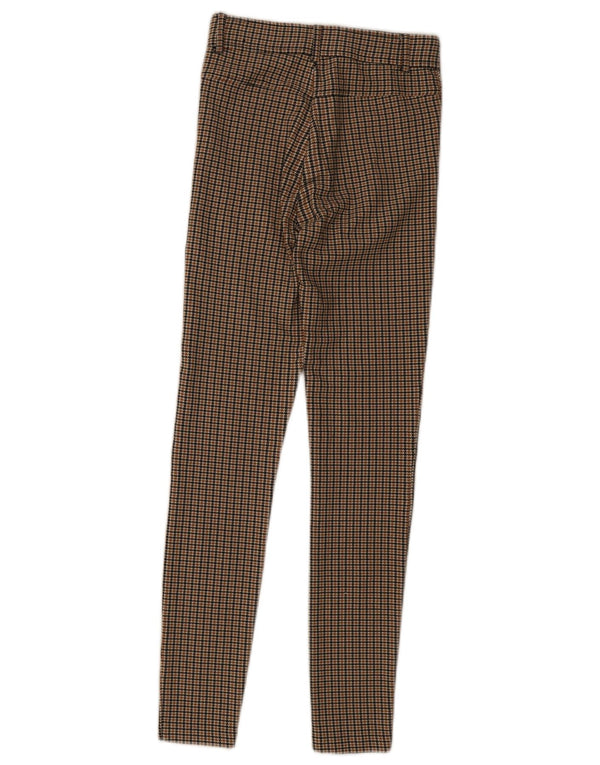 Zara Dame Slim Casual Bukser XS W24 L27 Brun Houndstooth