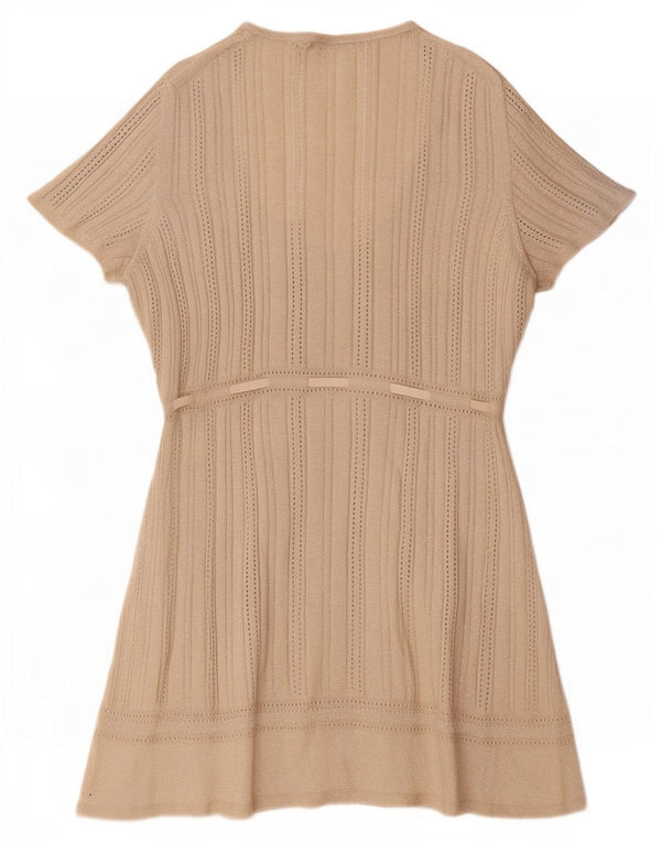 Marks & Spencer Kortærmede Jumperkjole til kvinder UK 20 2XL Beige Akryl