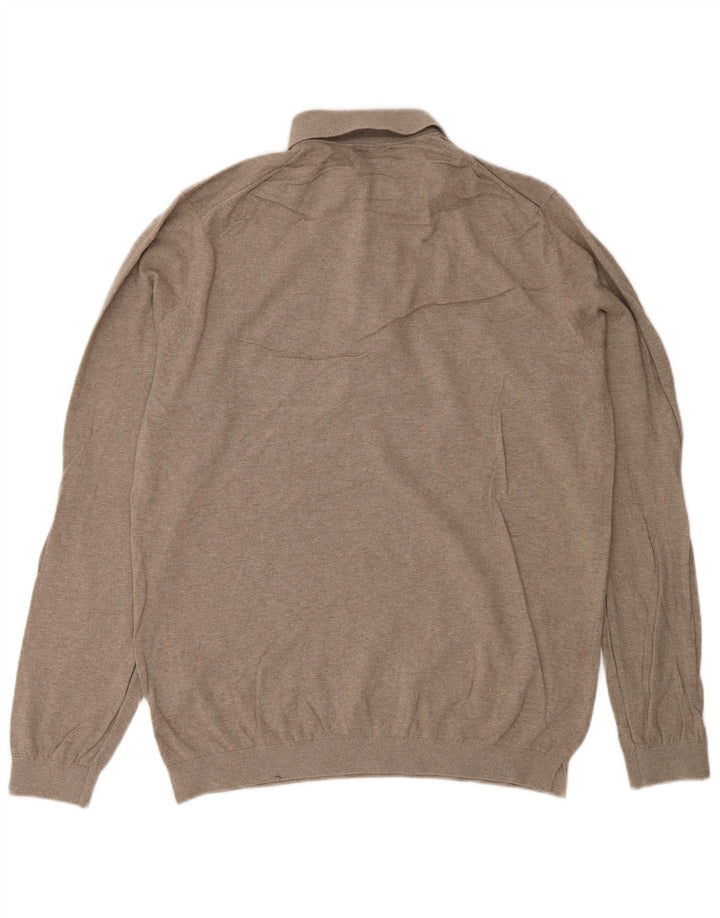 Massimo Dutti Herre Polo Neck Jumper Sweater Medium Beige Bomuld