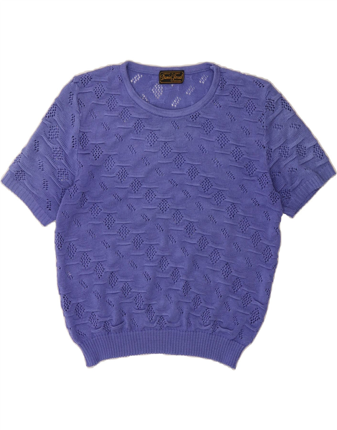 VINTAGE Womens Crew Neck Jumper Sweater UK 14 Medium Purple Argyle/Diamond Vintage Vintage and Second-Hand Vintage from Messina Hembry 