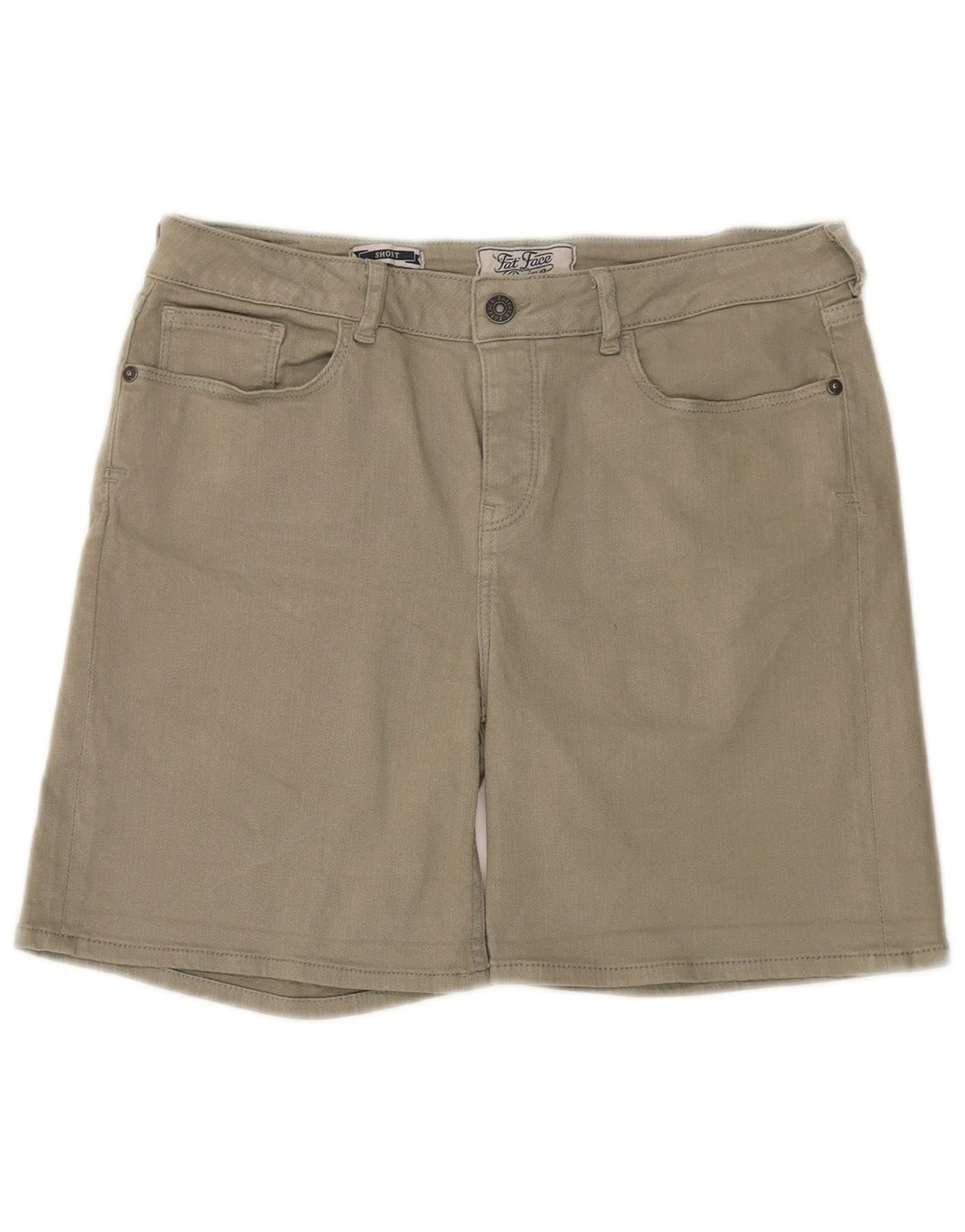 Fat Face Dame Denim Shorts UK 12 Medium W32 Khaki Cotton