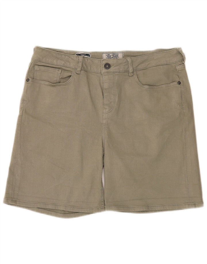 Fat Face Dame Denim Shorts UK 12 Medium W32 Khaki Cotton