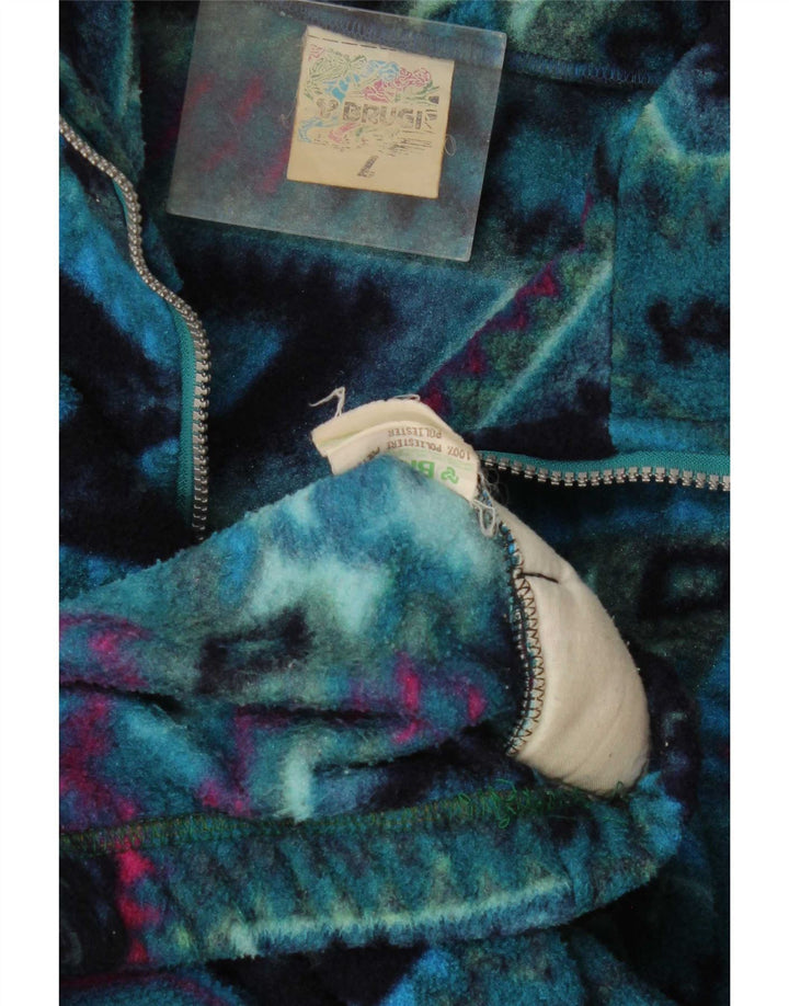 Brugi herre lynlås hals fleece jumper stor blå geometrisk polyester
