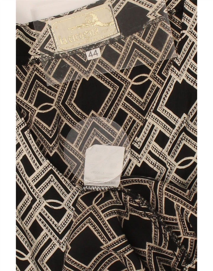 VINTAGE Womens Abstract Pattern Shift Dress IT 44 Medium Black Viscose Vintage Vintage and Second-Hand Vintage from Messina Hembry 