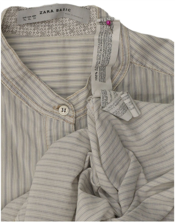 Zara Dame Pullover Shirt UK 18 XL Hvidstribet bomuld