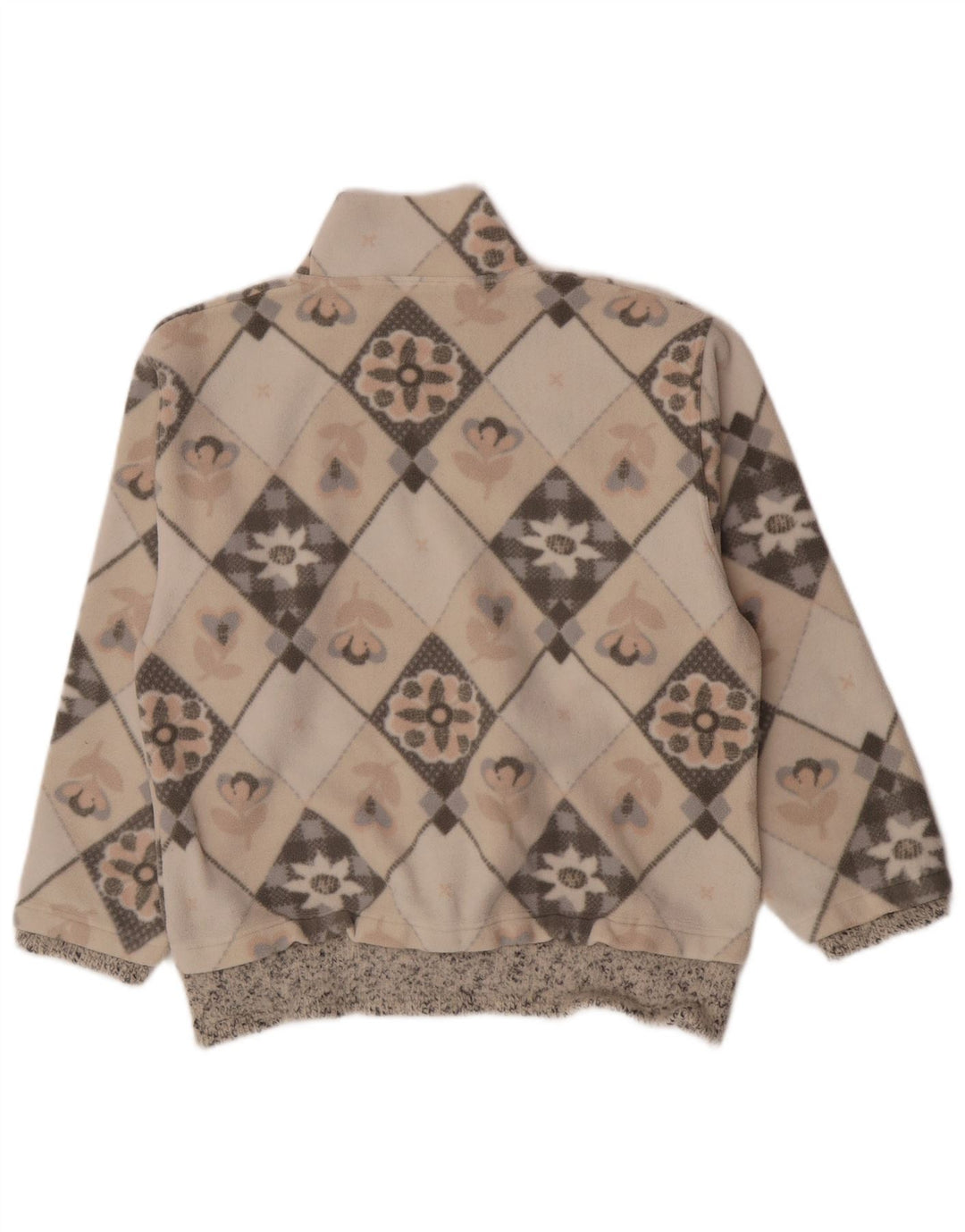 American Place Dame Fleece Jumper UK 14 Medium Beige Floral Polyester