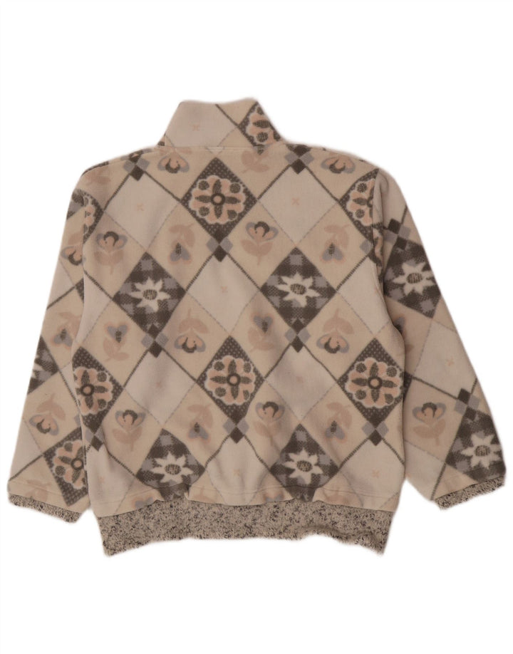 American Place Dame Fleece Jumper UK 14 Medium Beige Floral Polyester