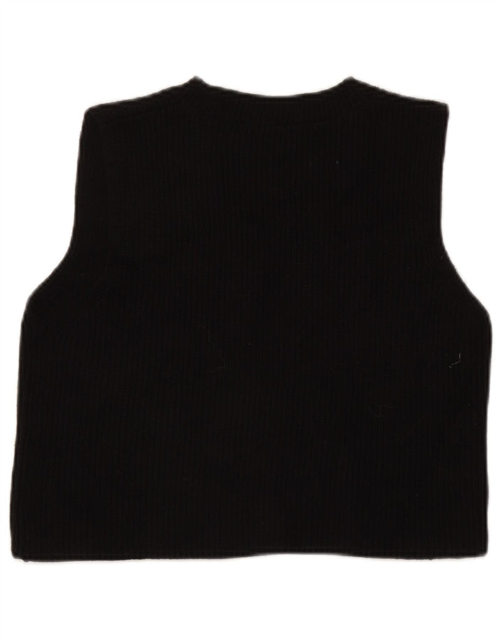 Zara Dame Crop Vest Tank Top UK 10 Small Black