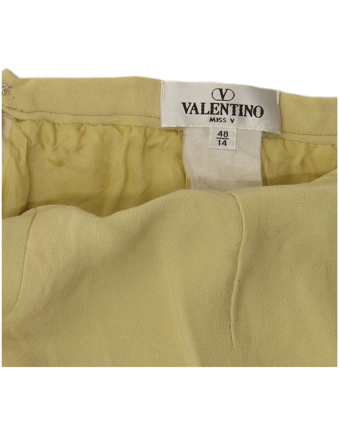 VALENTINO lige nederdel til kvinder UK 14 Medium W30 Gul