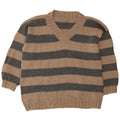 VINTAGE Herre V-hals sweater XL Beige stribet