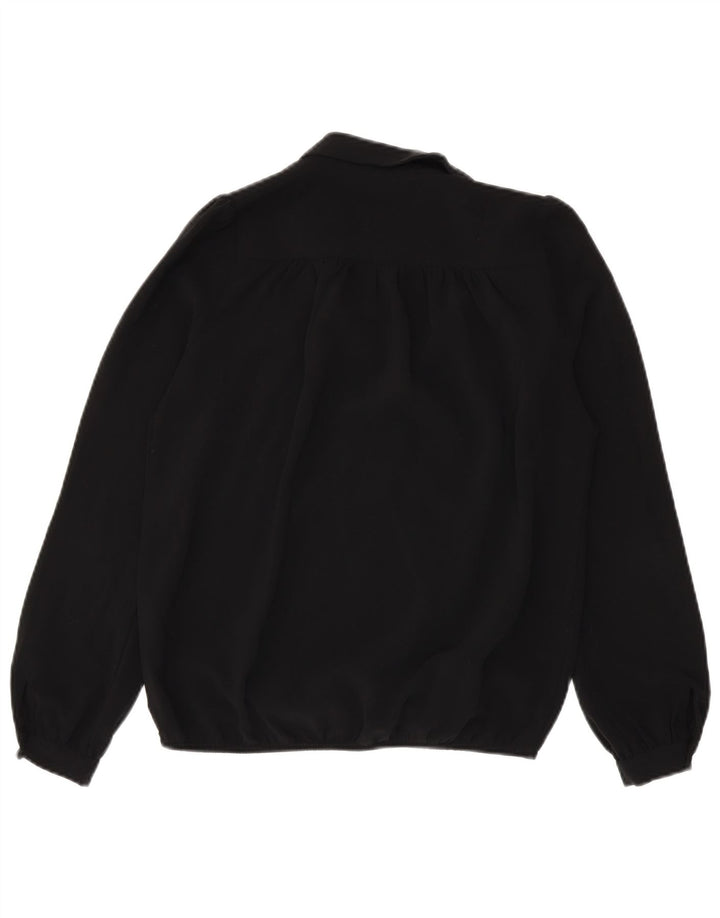 Sisley Dame Langærmet Oversized Bluse Top UK 6 XS Sort Polyester