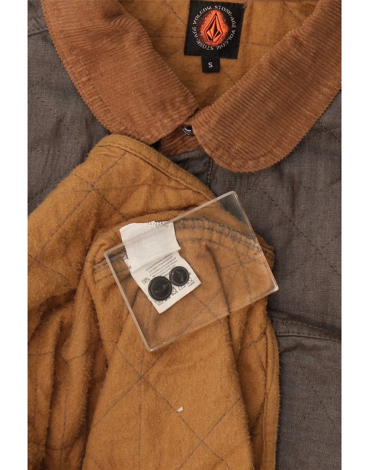 Volcom Herre Quiltet Gilet UK 36 Small Khaki Cotton