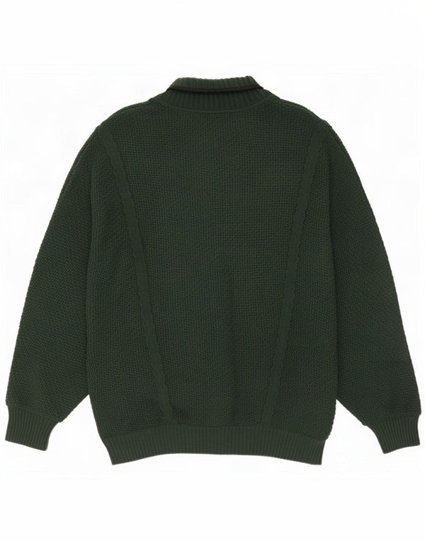 Carlo Colucci Herre Loose Fit Shawl Neck Jumper Sweater IT 52 Large Green