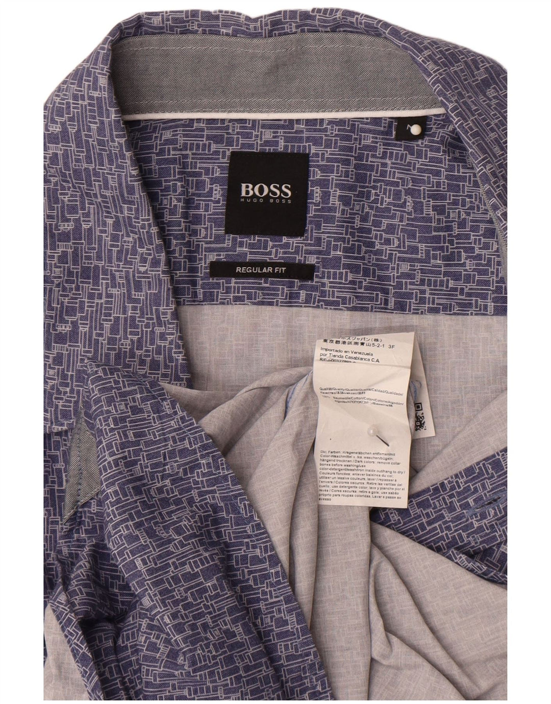 Hugo Boss Herre Regular Fit skjorte Medium Blue Geometrisk Bomuld