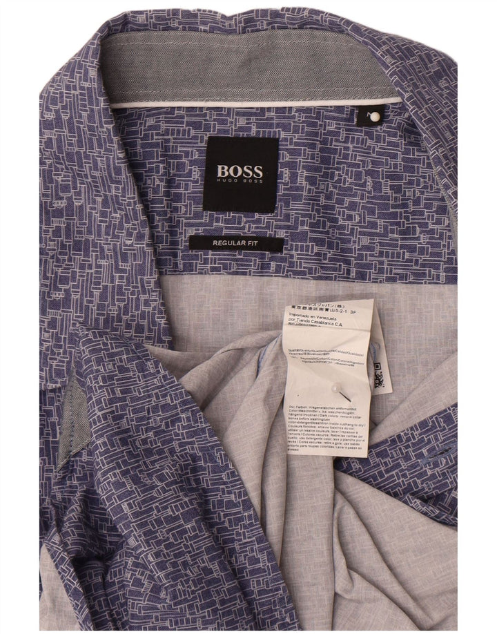 Hugo Boss Herre Regular Fit skjorte Medium Blue Geometrisk Bomuld
