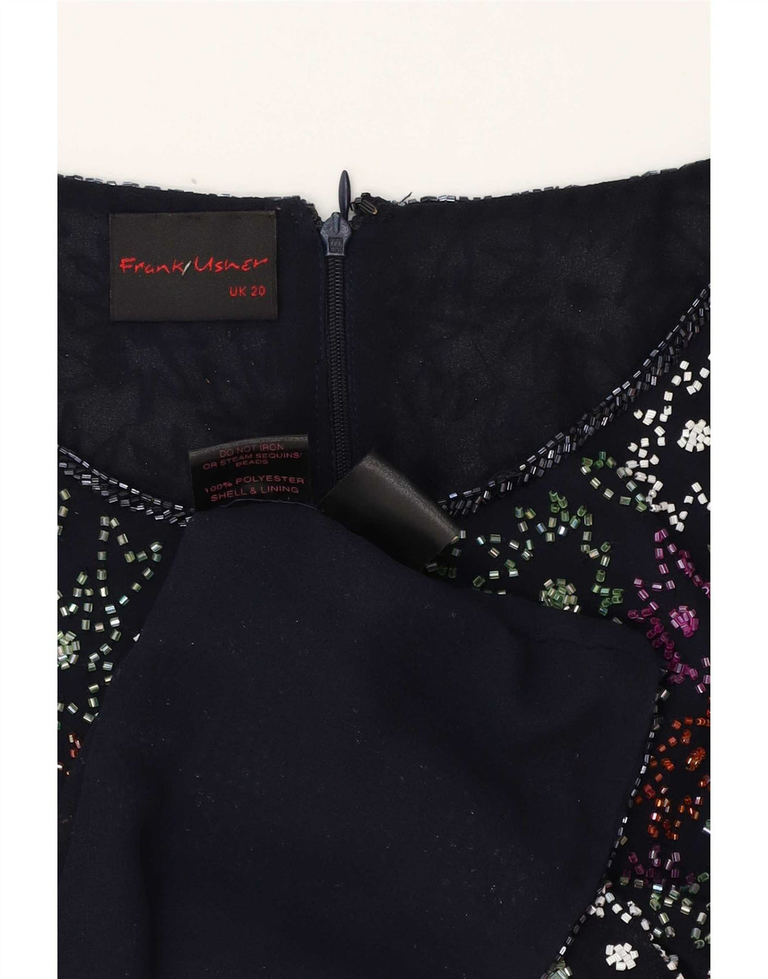 Frank Usher Damebluse Top UK 20 2XL Navy Blue Floral Polyester