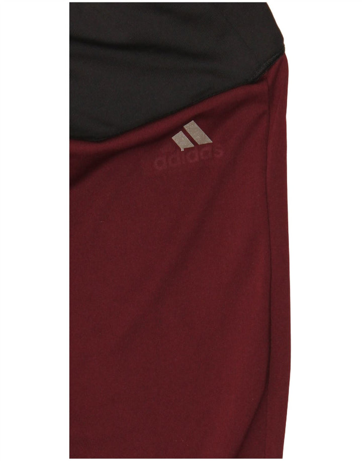 Adidas Womens Climalite Leggings UK 12 Medium Burgundy Colourblock