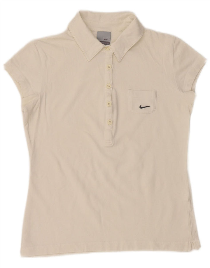 Nike Dame Crop Polo Shirt UK 10/12 Medium White