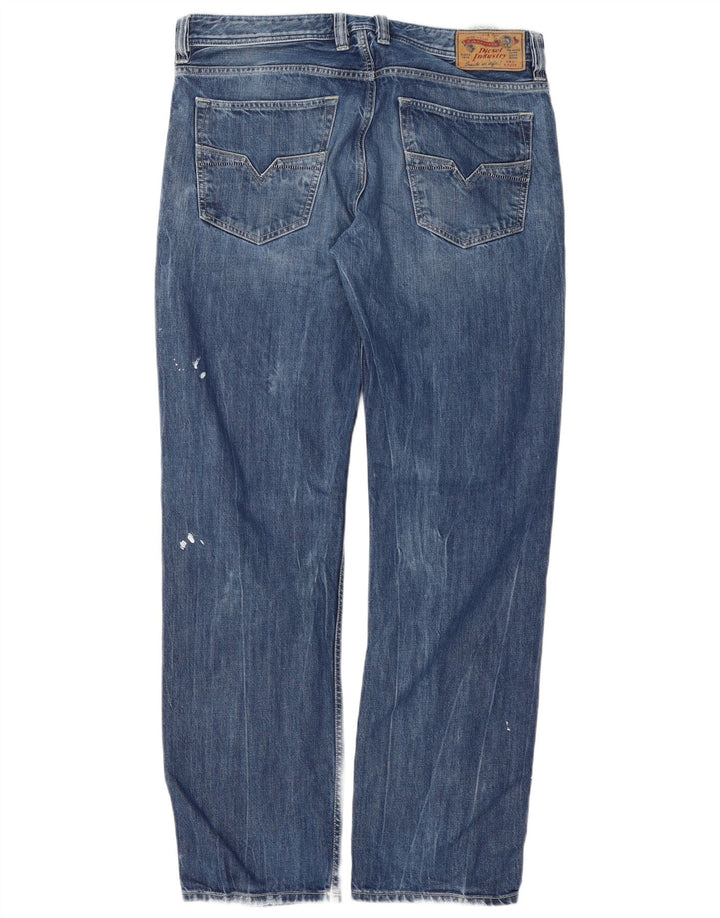 Diesel Herre Larkee-Relaxed Distressed Straight Jeans W34 L32 Blå