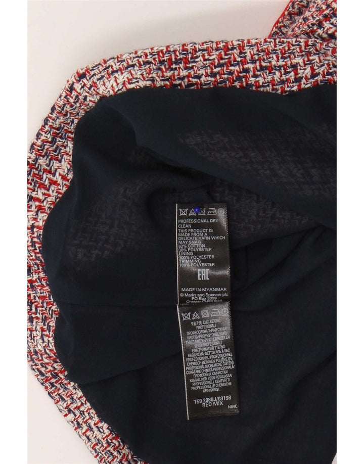 Marks & Spencer Dame Crop Blazer Jacket UK 12 Medium Red Flecked Bomuld