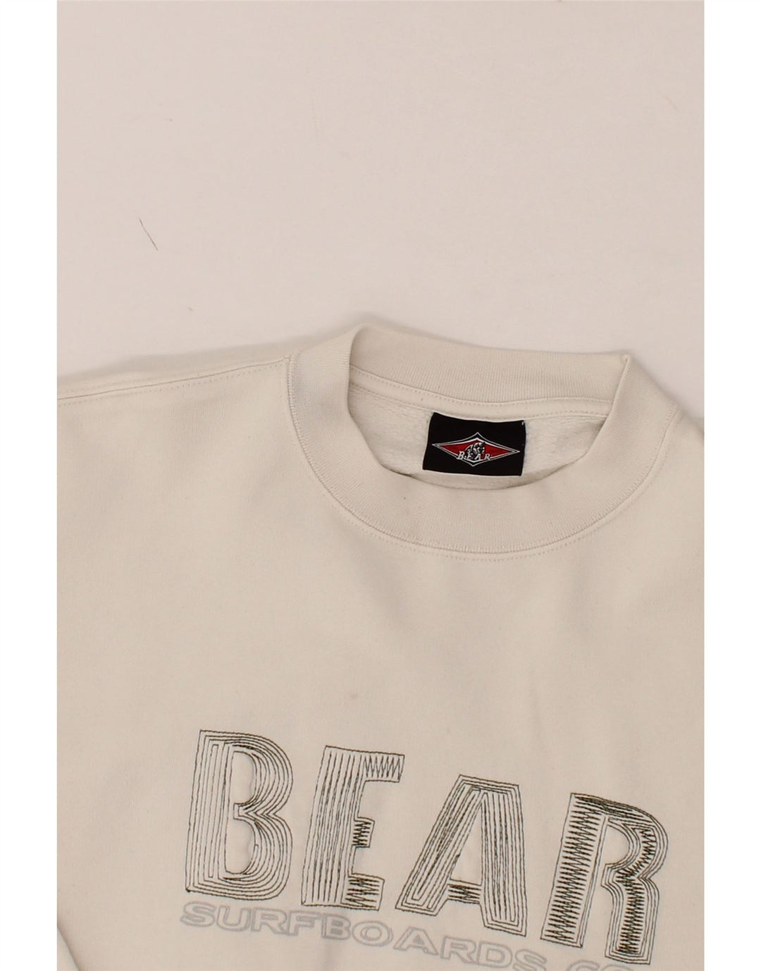 BEAR Mens Graphic Sweatshirt Jumper Large White Cotton Vintage Bear and Second-Hand Bear from Messina Hembry 