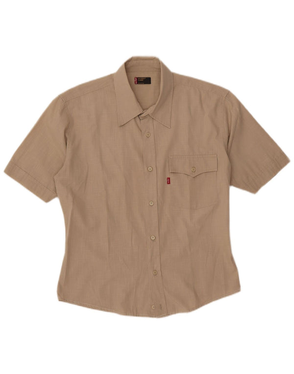 Levi's Dame Sta-Prest kortærmet skjorte UK 18 XL Beige ternet