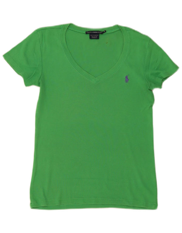 Ralph Lauren Dame T-Shirt Top UK 12 Medium Grøn Bomuld