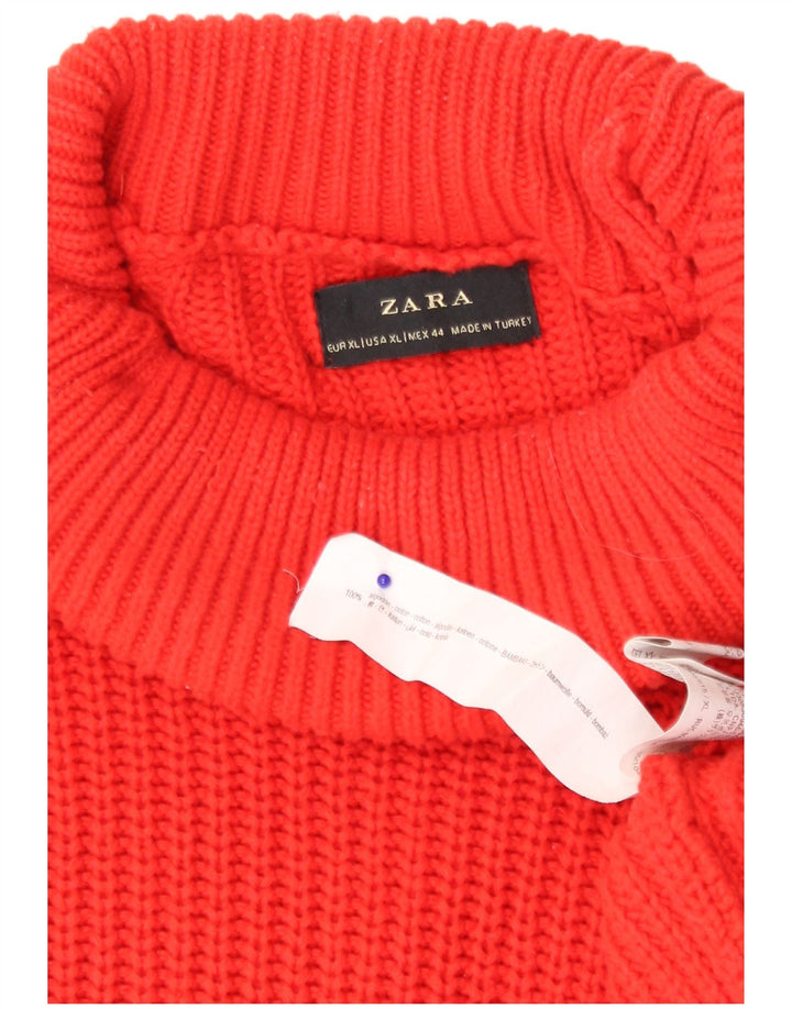 Zara Herre rullehals sweater XL rød bomuld