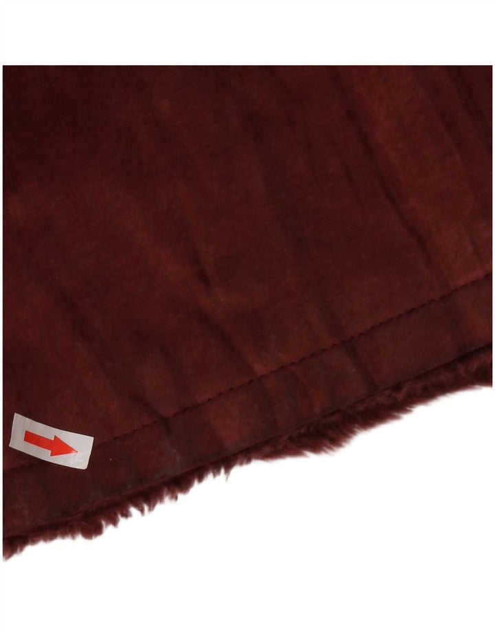 VINTAGE Sherpa Ruskindsjakke til kvinder UK 14 Medium Burgundy Læder