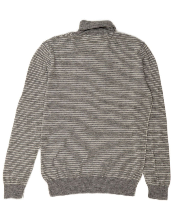 La Martina Dame Roll Neck Jumper Sweater Størrelse 5 XL Grå Stribet Akryl