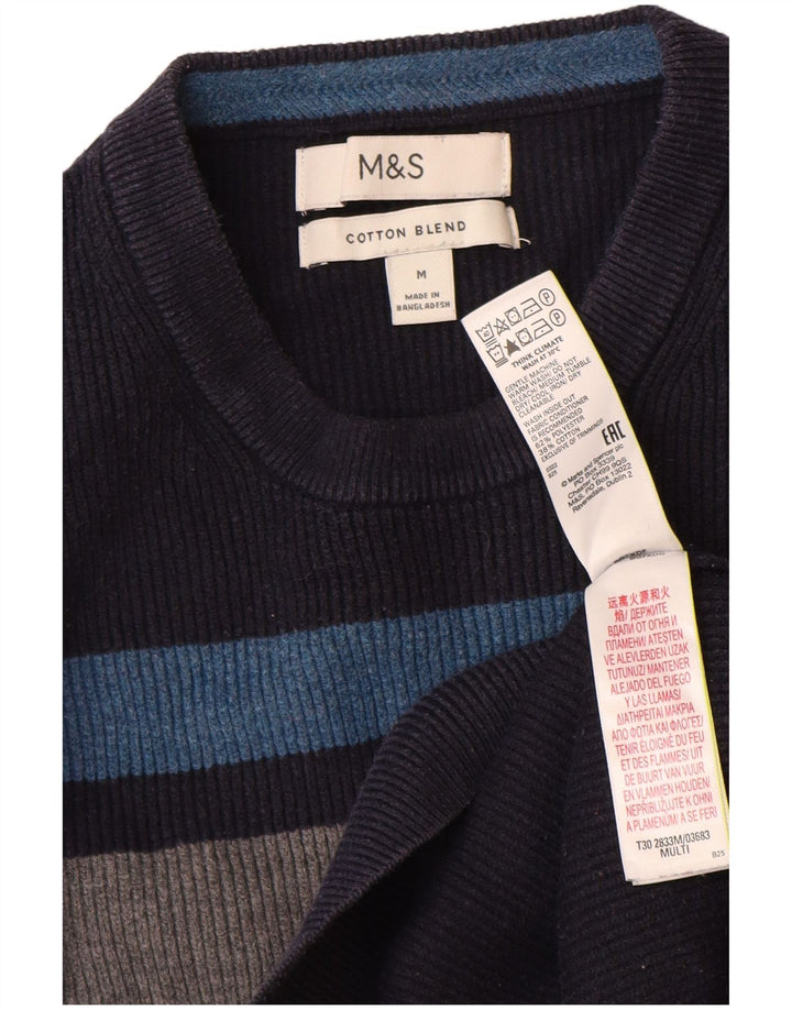 Marks & Spencer Herre sweater med rund hals, medium marineblå farveblok
