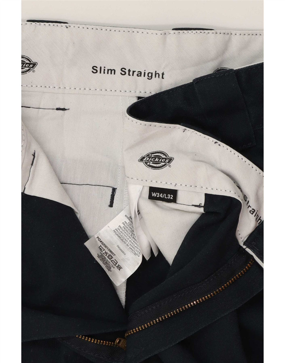 Dickies Dame Slim Straight Casual Bukser W34 L32 Marineblå Polyester