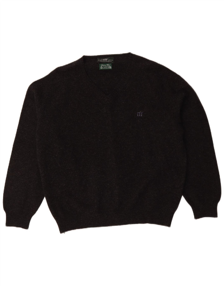 Henry Cottons Herre V-hals sweater Stor sort Flecked Uld