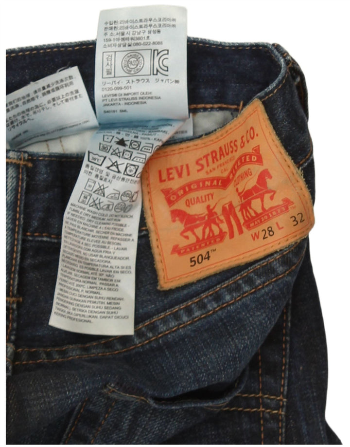 Levi's Herre 504 Straight Jeans W28 L32 Marineblå Bomuld
