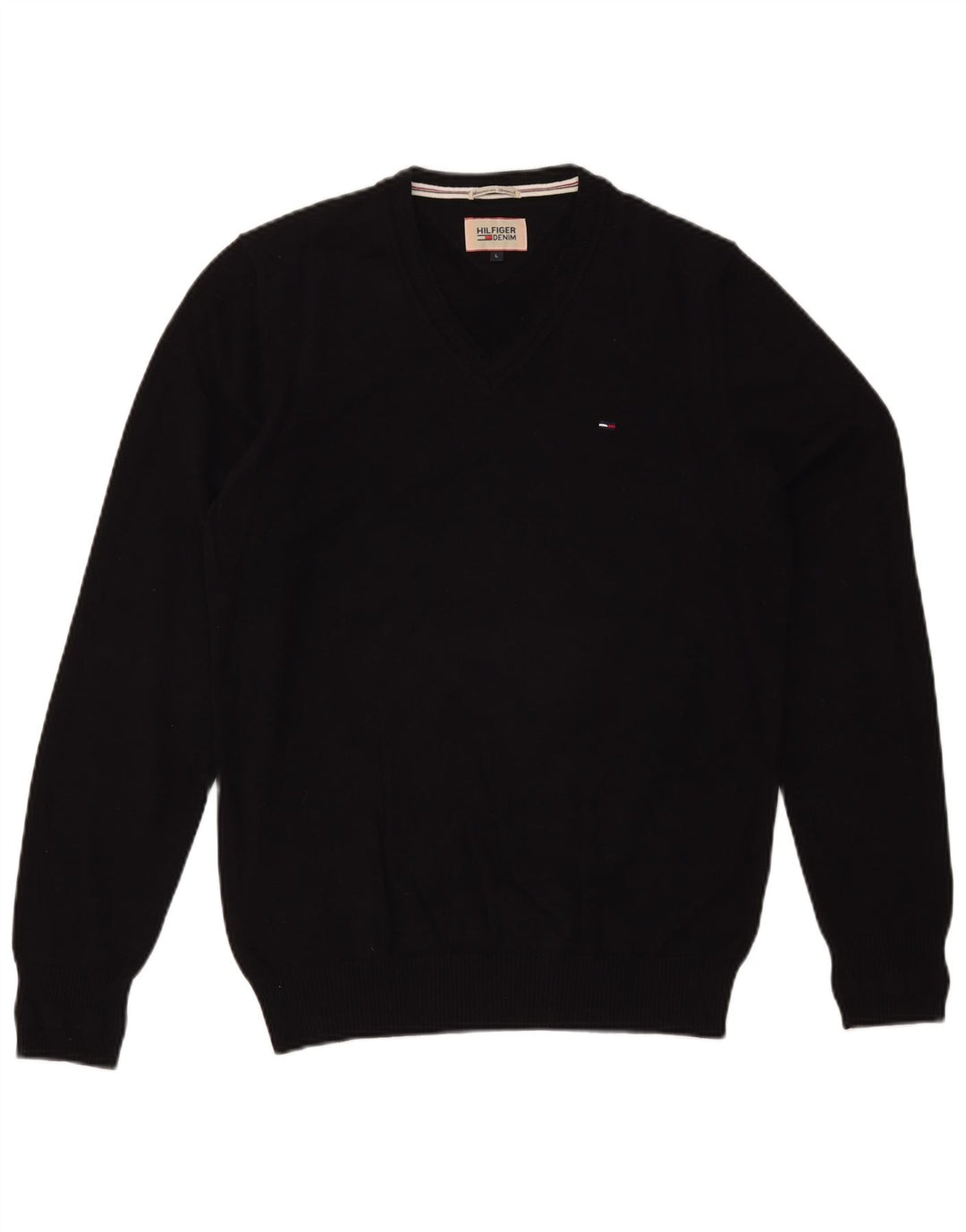 Tommy Hilfiger Herre V-hals sweater Stor Sort Bomuld
