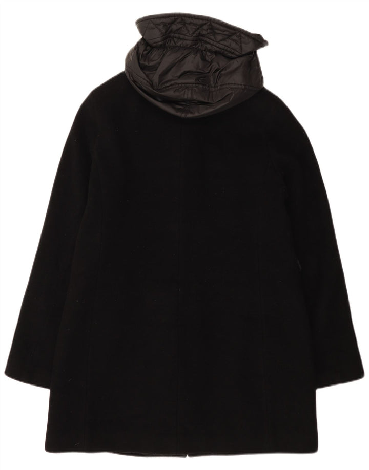 Fay Womens Toggle Hooded Windbreaker Coat UK 14 Large Black Wool