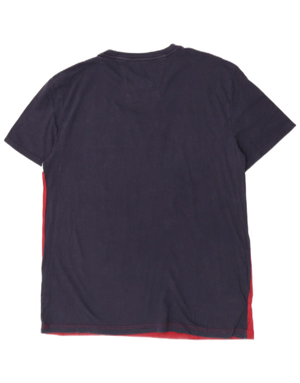 Nautica Herre T-Shirt Top XL Marineblå Colourblock Bomuld