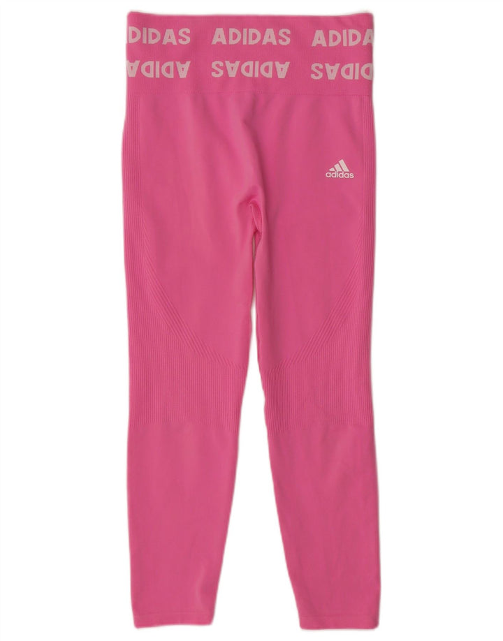 ADIDAS Grafiske Leggings til kvinder UK 12/14 Medium Pink Polyester
