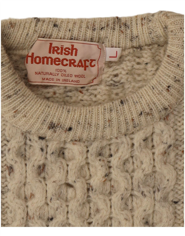 Irish Homecraft Herre Crew Neck Jumper Sweater Large Grå Flecked