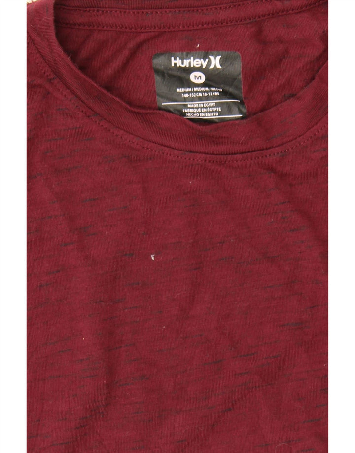 HURLEY Girls Graphic Top Long Sleeve 10-11 Years Maroon Polyester Vintage Hurley and Second-Hand Hurley from Messina Hembry 