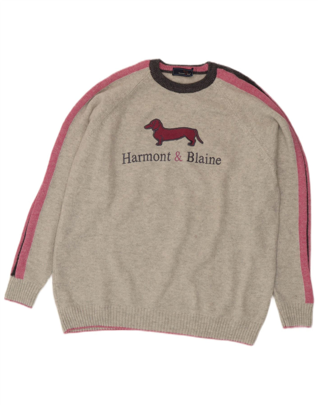 Harmont & Blaine dame sweater med rund hals 2XL grå farveblok