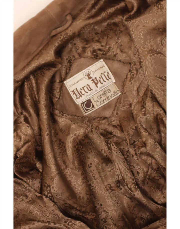 Vintage ruskindsfrakke til kvinder UK 14 Medium Beige Læder