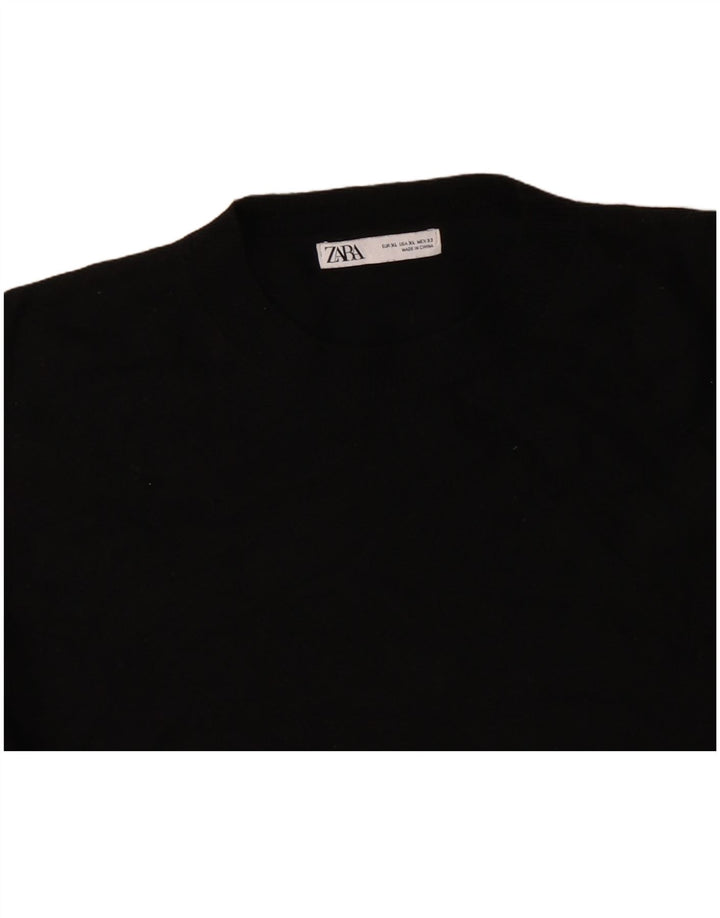 ZARA dame sweater med rund hals i overstørrelse UK 18 XL sort uld