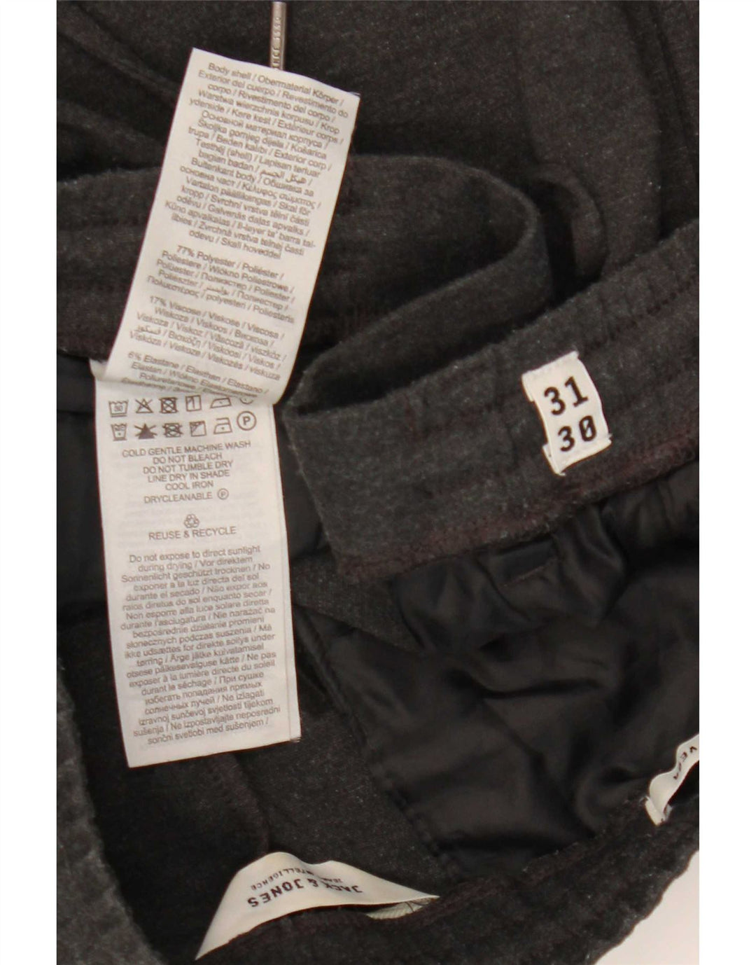 Jack & Jones herre cropped bukser W31 L24 grå polyester